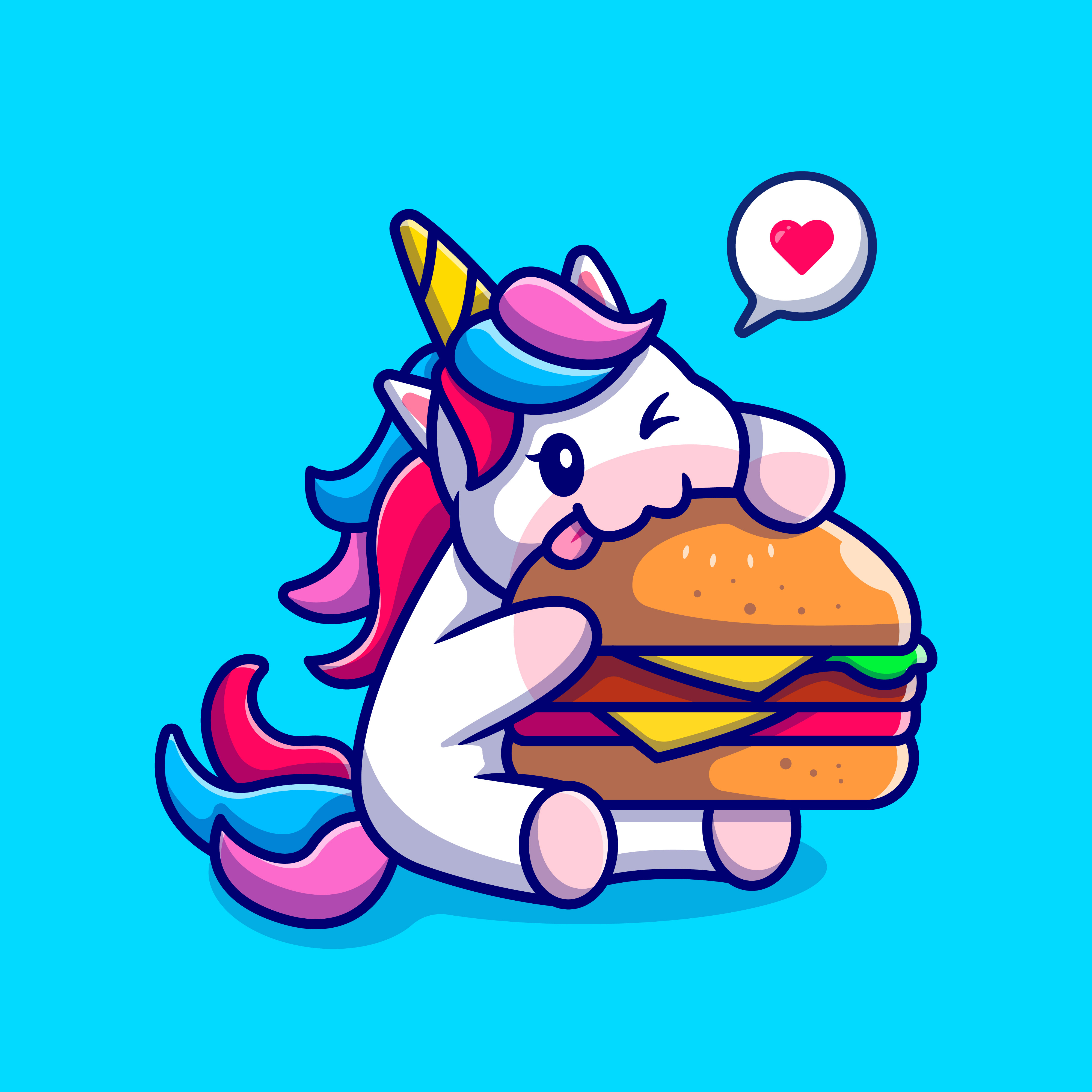 Einhorn mit Cheeseburger